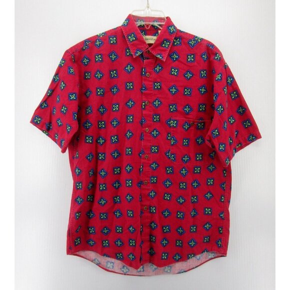 VINTAGE St Johns Bay Shirt Medium 90s Button Down Hawaiian Floral Camp - Picture 1 of 10